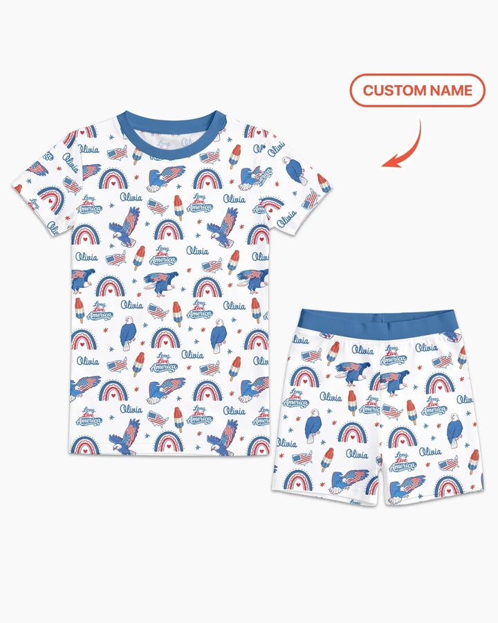 Zweiteiliges Pyjama-Set mit kurzen Ärmeln und Shorts im Sommer-Design