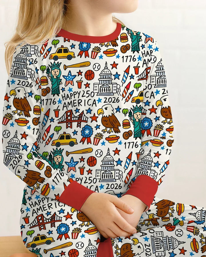 Zweiteiliges Langarm-Pyjama-Set mit Sommerfrüchten