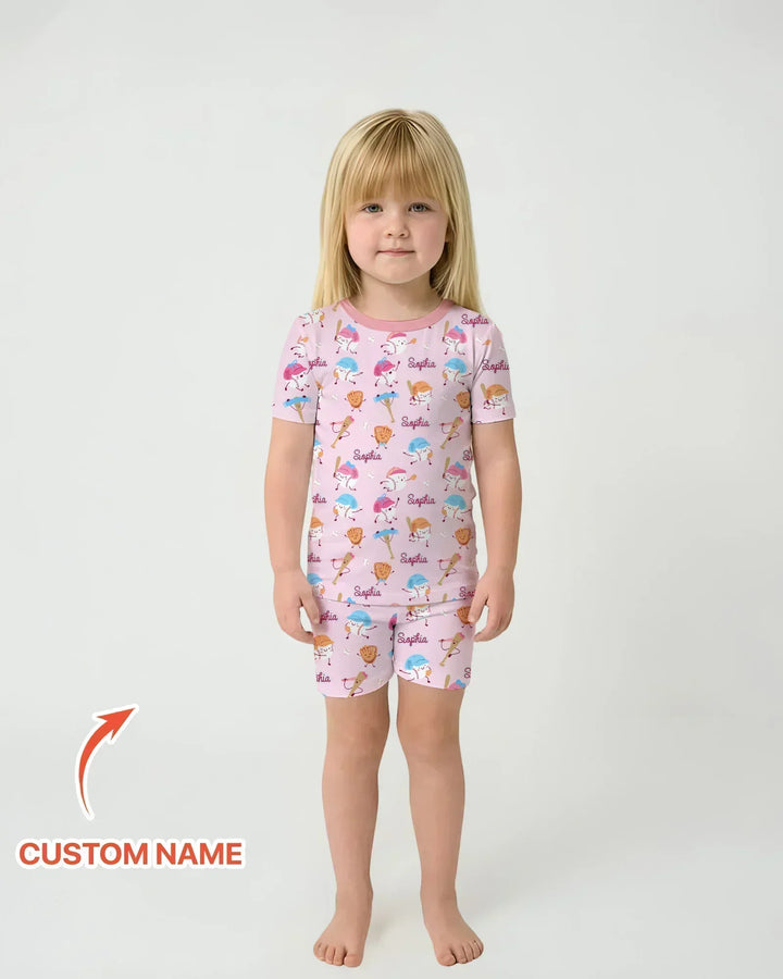 Zweiteiliges Pyjama-Set mit kurzen Ärmeln und Shorts im Sommer-Design