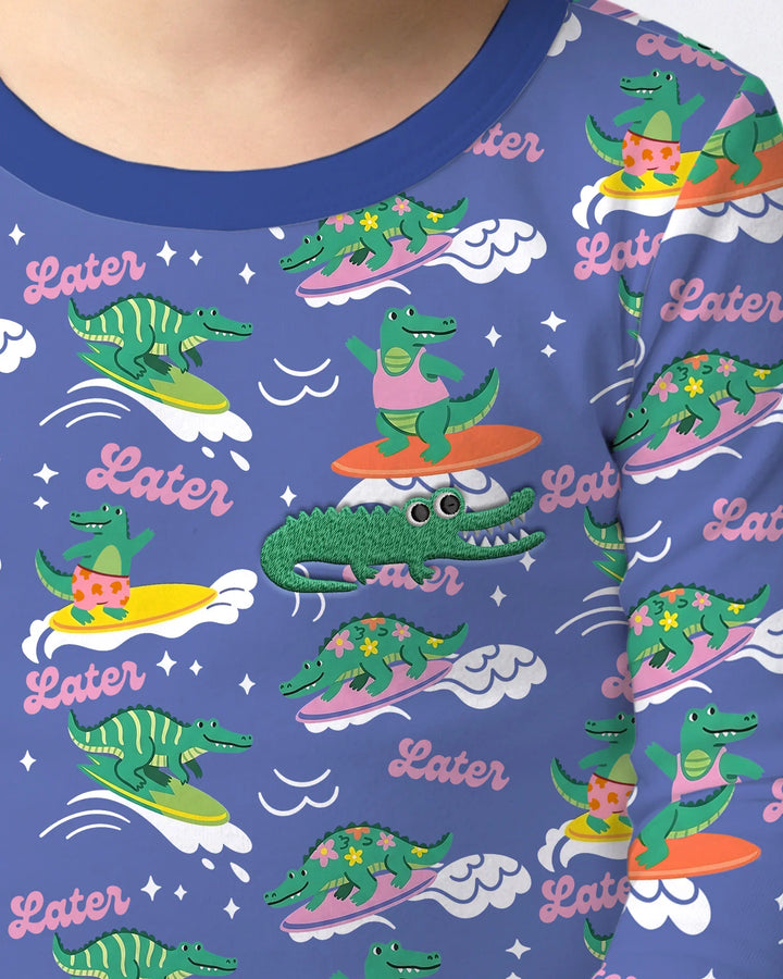 Zweiteiliges Langarm-Pyjama-Set mit Sommerfrüchten
