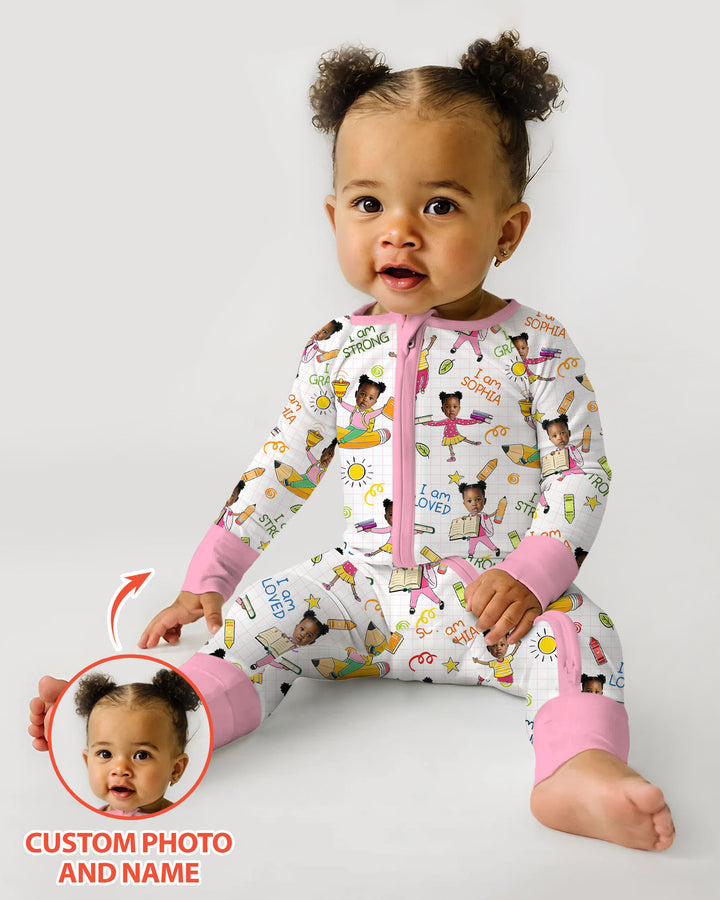 Gerippte Babykleidung mit individuellem Foto - Weich &amp; Skizzenhaft