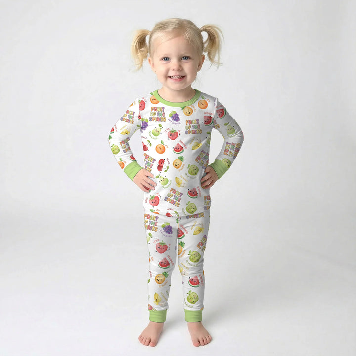 Zweiteiliges Langarm-Pyjama-Set mit Sommerfrüchten