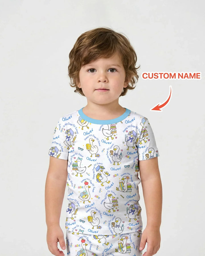 Zweiteiliges Pyjama-Set mit kurzen Ärmeln und Shorts im Sommer-Design
