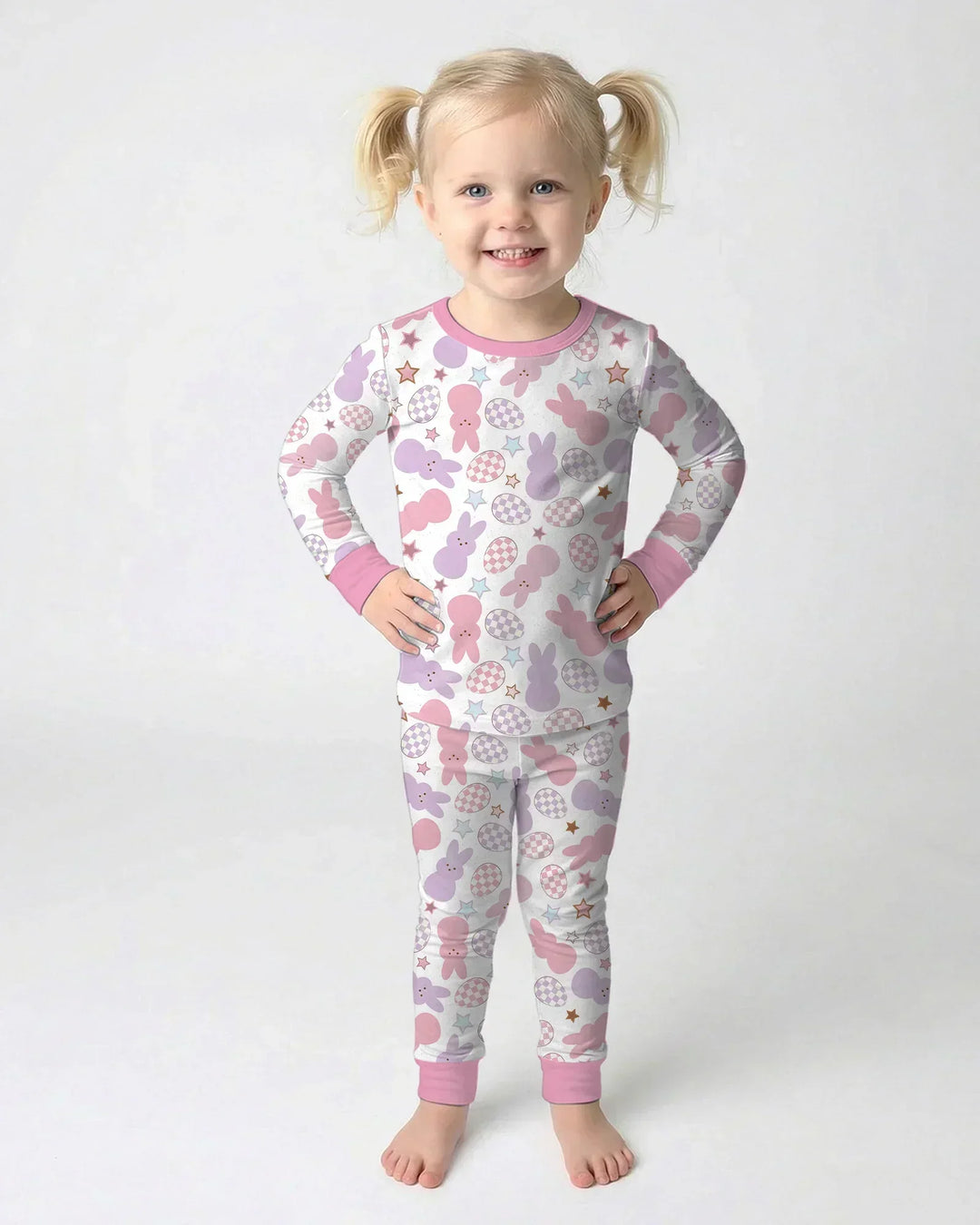 Easter Peep Bunnies Bamboo Two Piece Long Sleeve Pajama Set