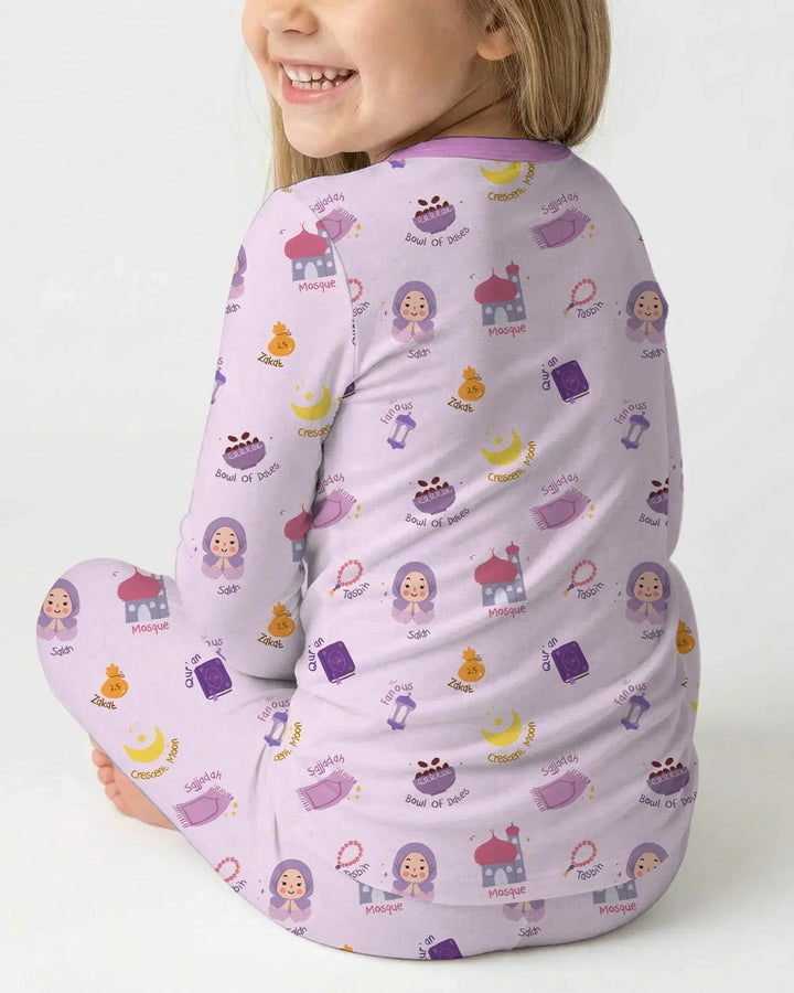 Zweiteiliges Langarm-Pyjama-Set mit Sommerfrüchten
