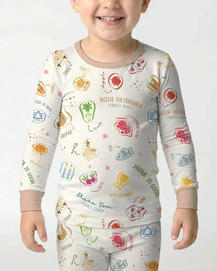 Zweiteiliges Langarm-Pyjama-Set mit Sommerfrüchten