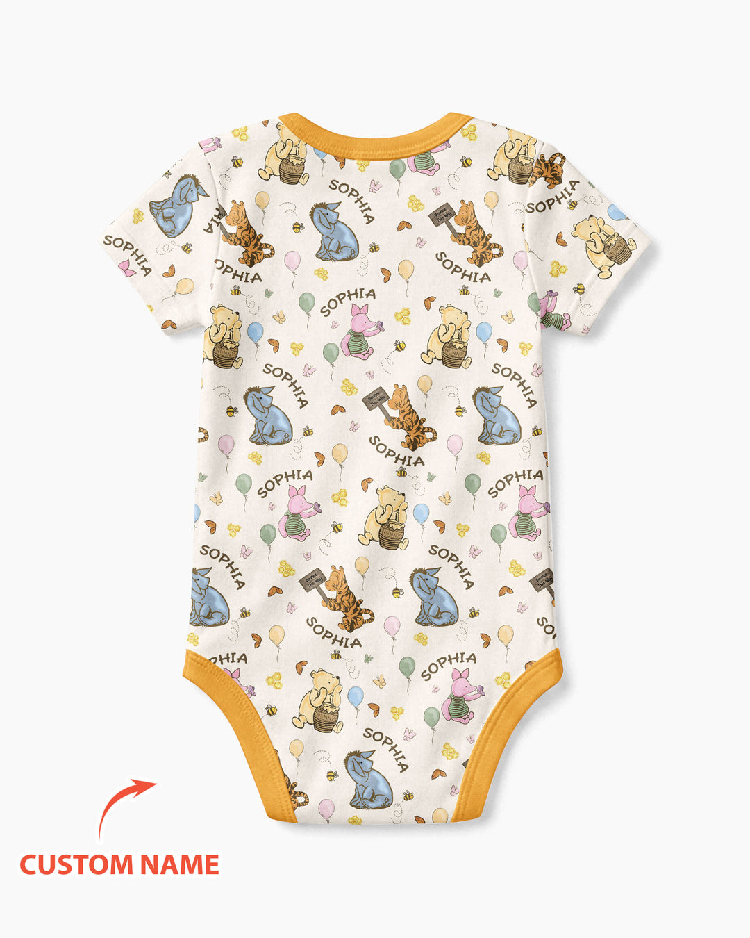 Little Things, Big Love Classic Bear Custom Name Bamboo Bodysuit