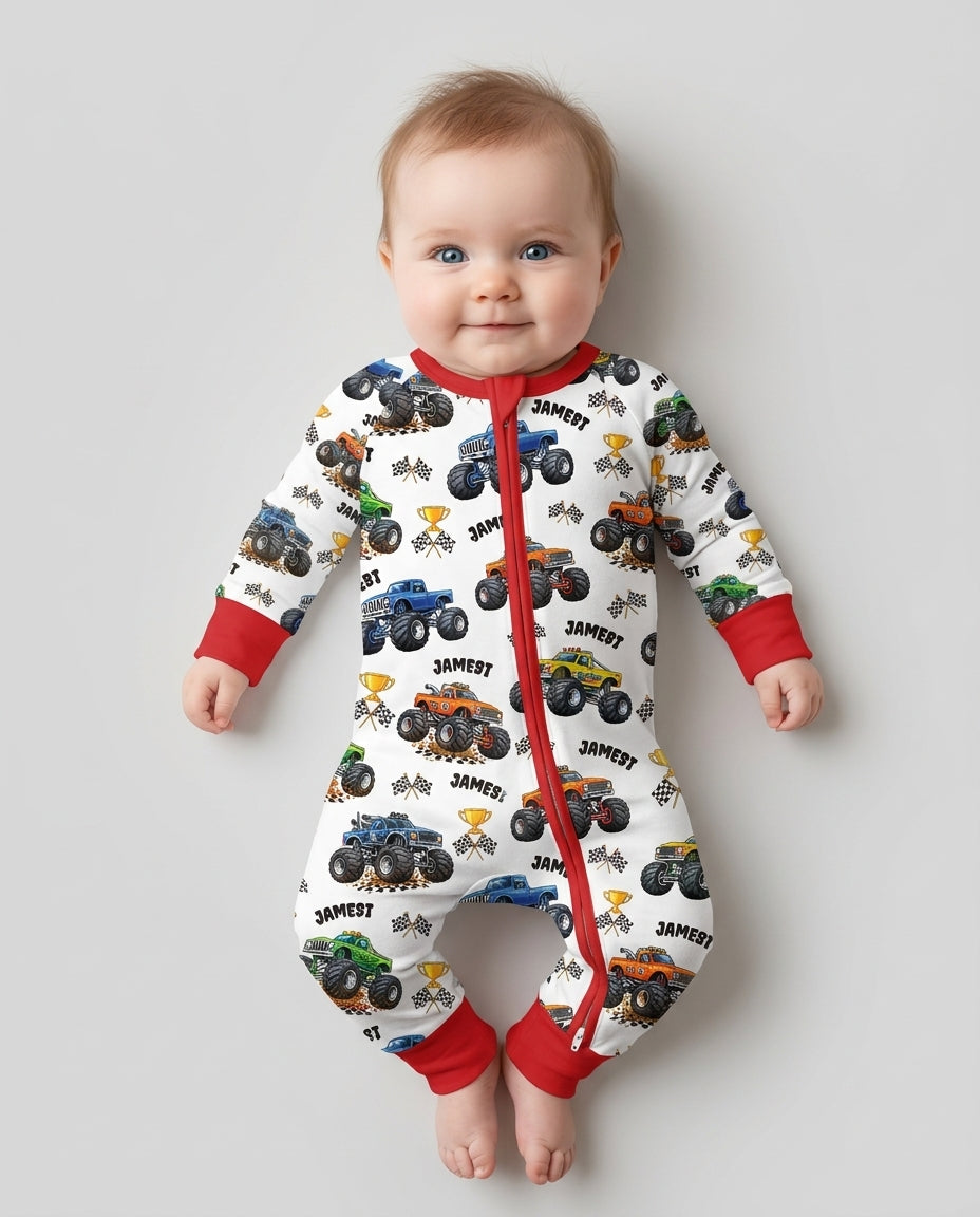 Custom Name Monster Trucks Bamboo Convertible Zippy