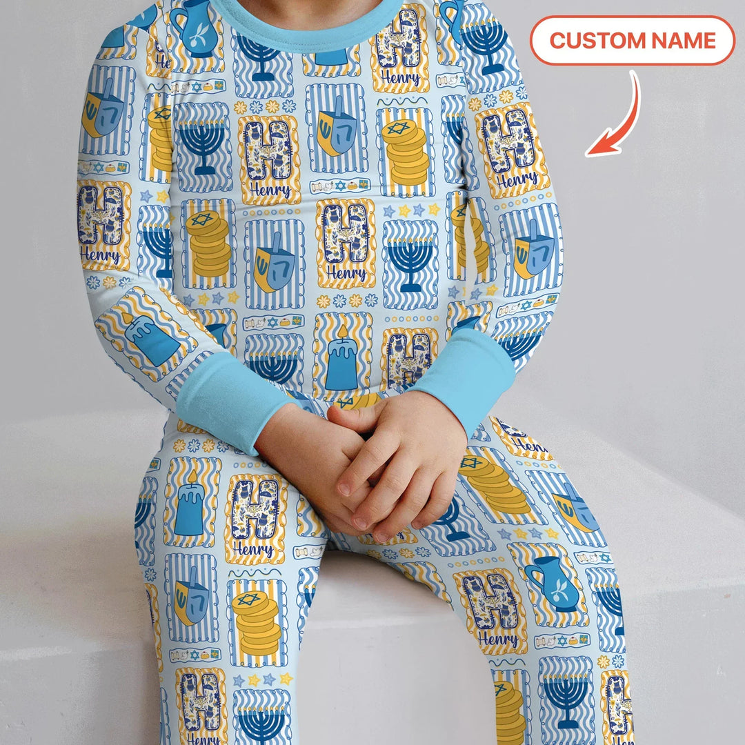 Zweiteiliges Langarm-Pyjama-Set mit Sommerfrüchten