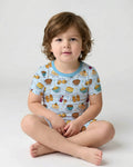 Shabbat Shalom Bamboo Two Piece Short Sleeve Shorts Pajama Set
