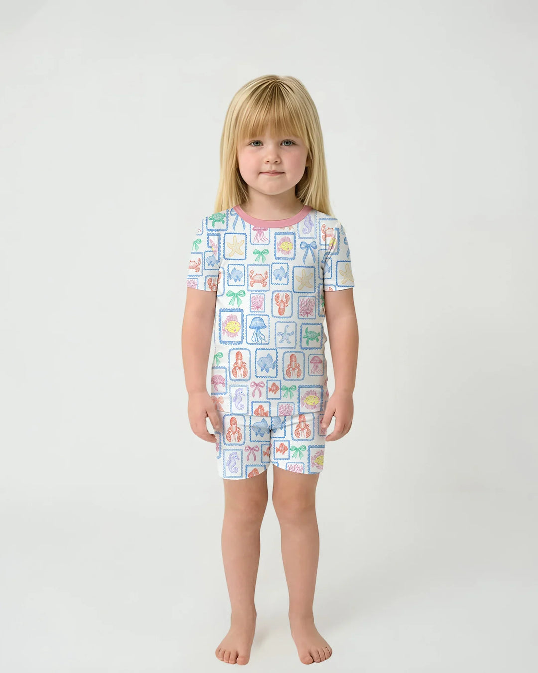 Schlafanzug-Set zweiteilig, kurze Ärmel, kurze Hose, Bambus