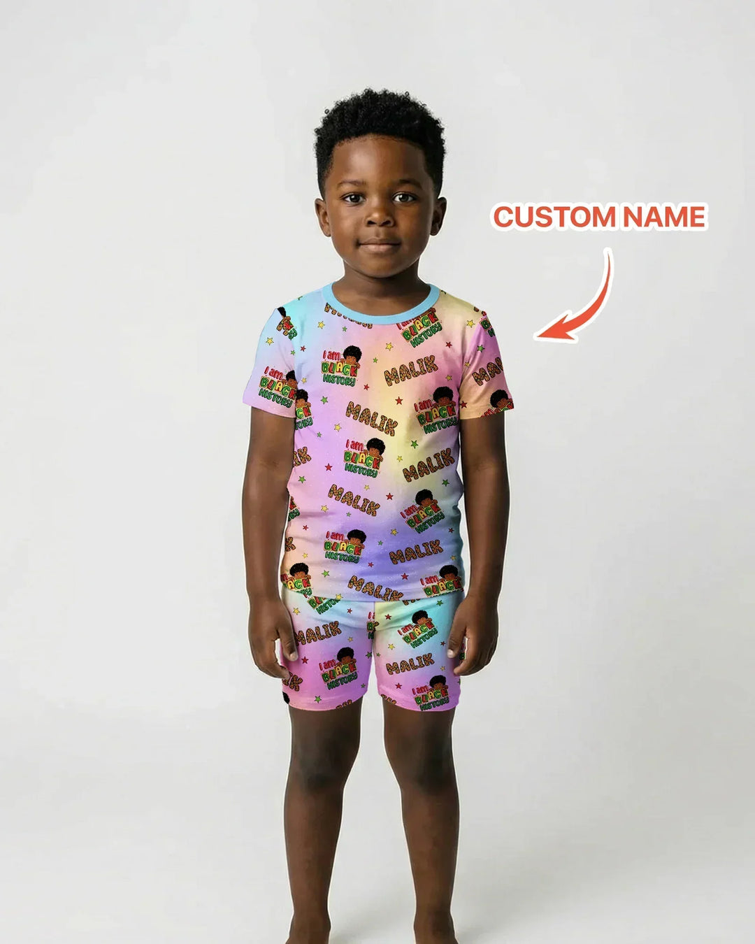Custom Name I Am Black History Bamboo Two Piece Short Sleeve Shorts Pajama Set