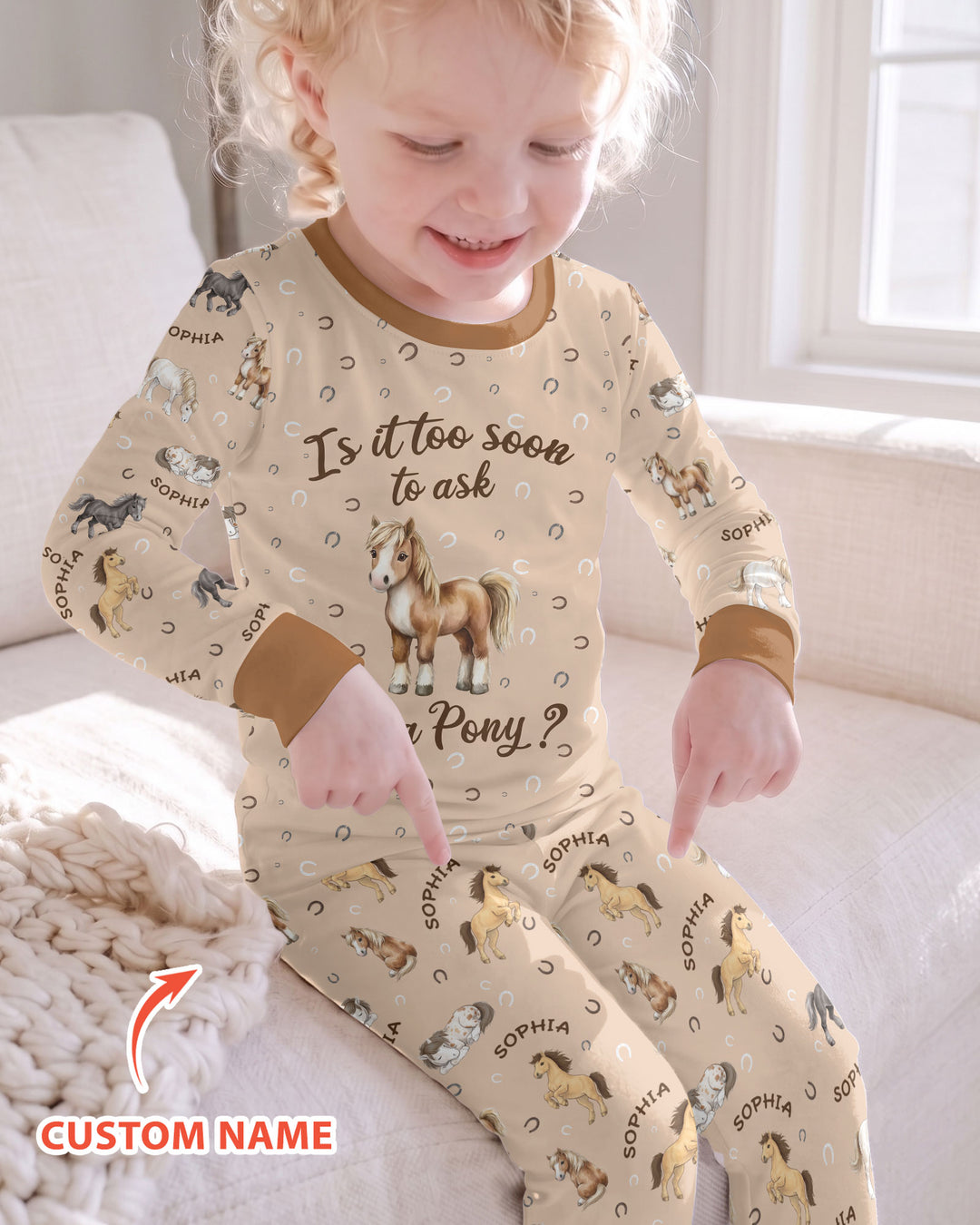 Custom Name Is It Too Soon to Ask for a Pony Bamboo Two Piece Long Sleeve Pajama Set