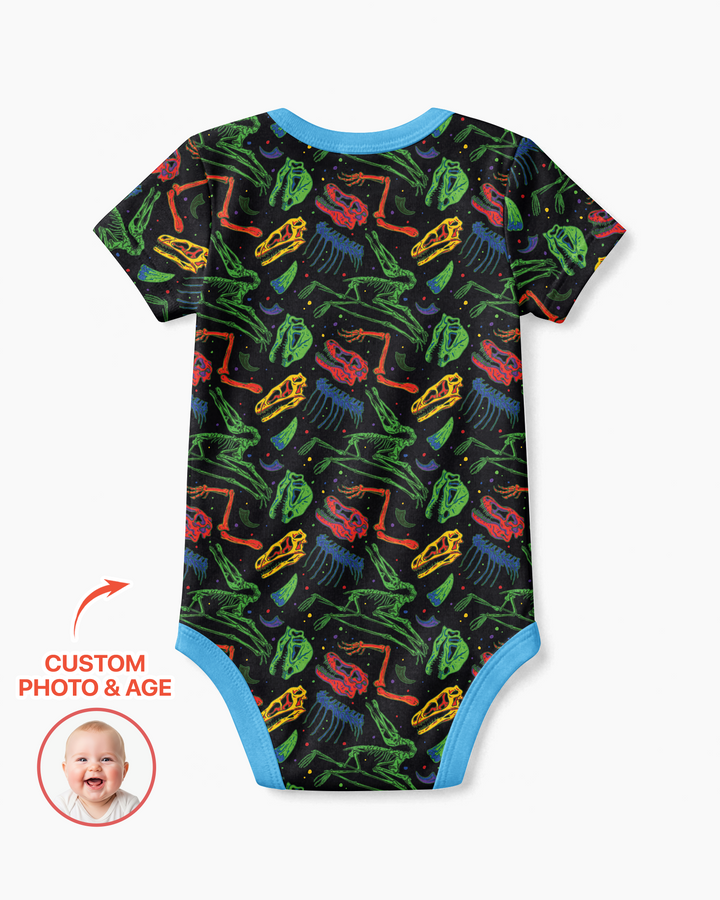Custom Photo Dino Rawr Birthday Bamboo Bodysuit