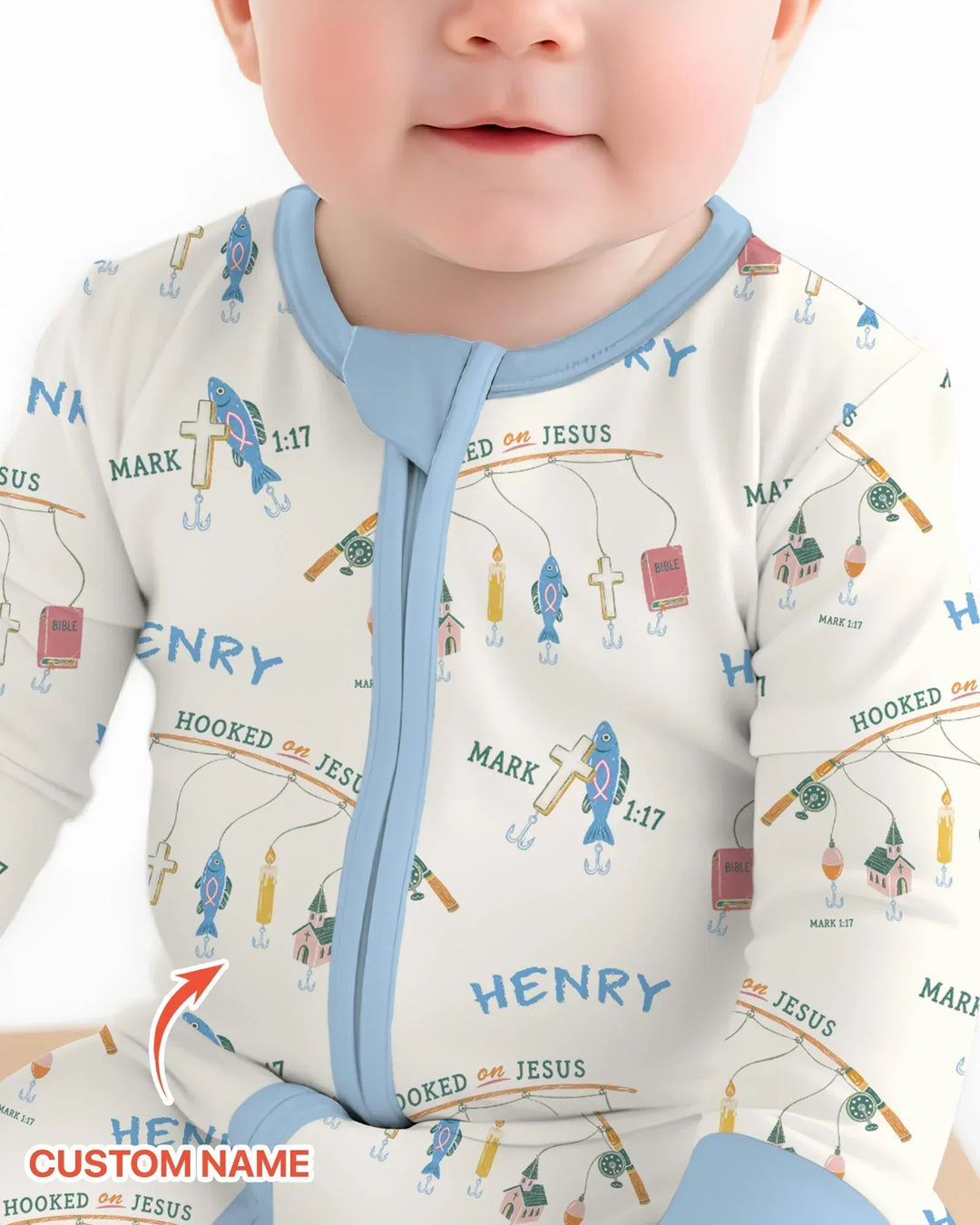 Hooked On Jesus Fishing Matching Bamboo Convertible Zippy
