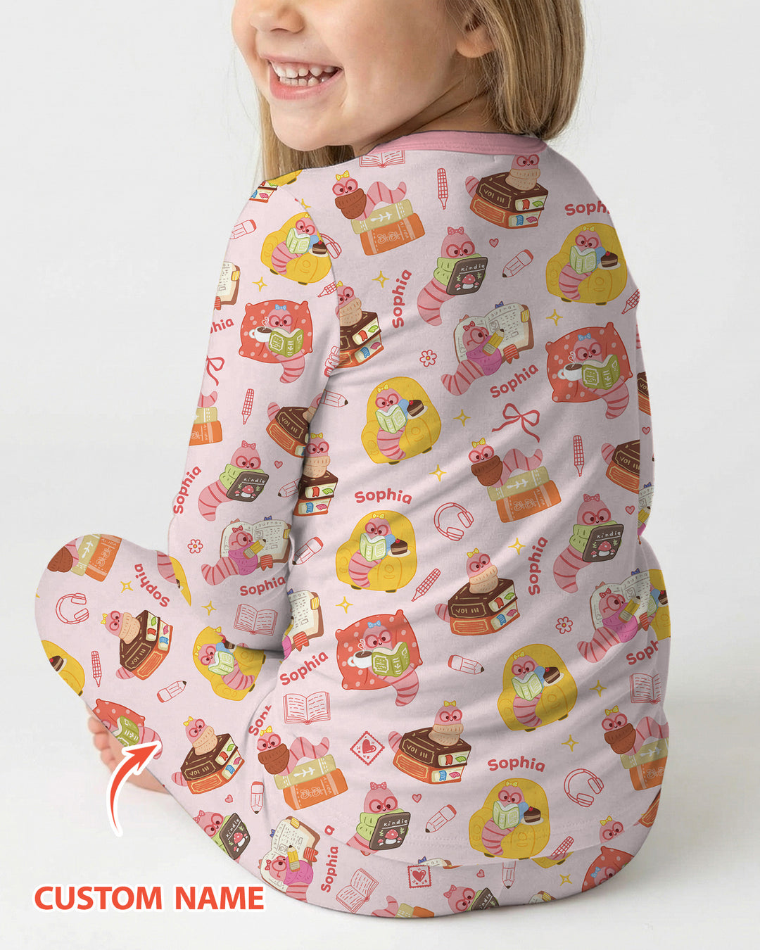 Little Book Worm Family Matching Bamboo Two Piece Long Sleeve Pajama Set