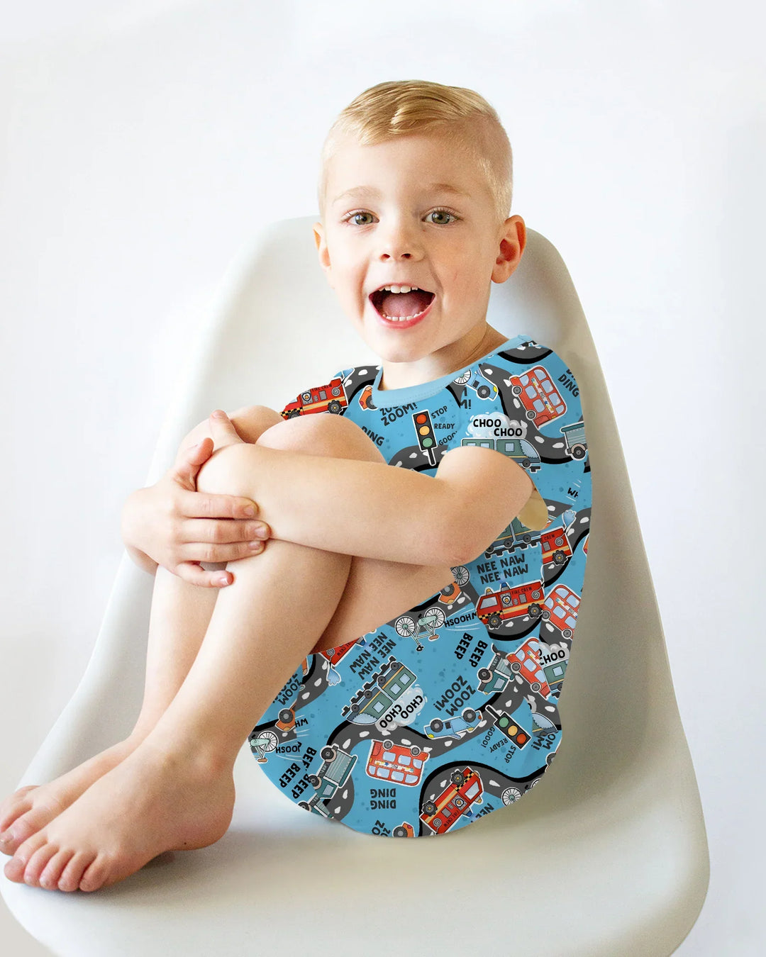 Zoom Zoom Beep Beep Bamboo Two Piece Short Sleeve Shorts Pajama Set