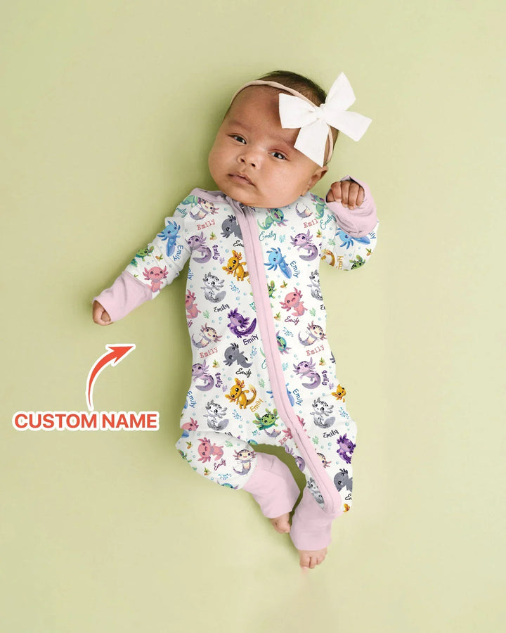 I Love You Axolotl Custom Name Bamboo Convertible Zippy