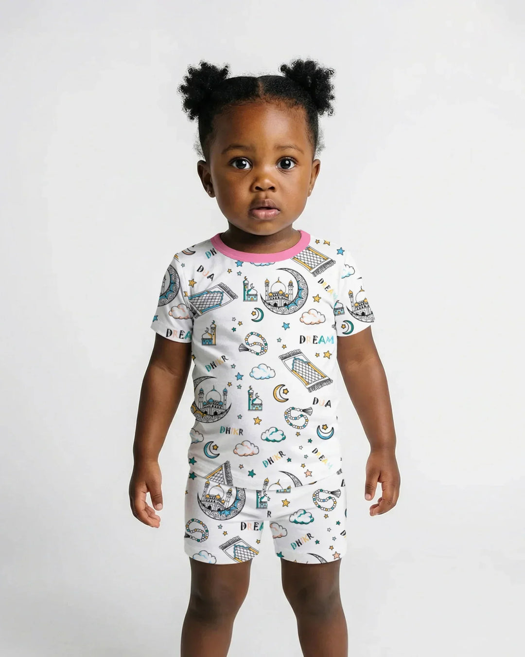 Dua, Dhikr, Dream Matching Family Bamboo Two Piece Short Sleeve Shorts Pajama Set
