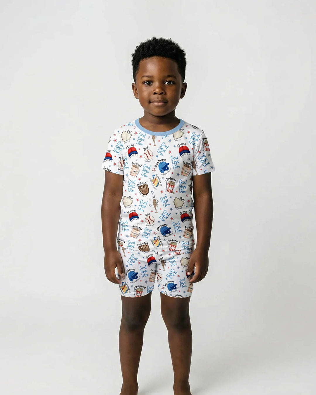 Template Zweiteiliges Pyjama-Set mit kurzen Ärmeln und Shorts