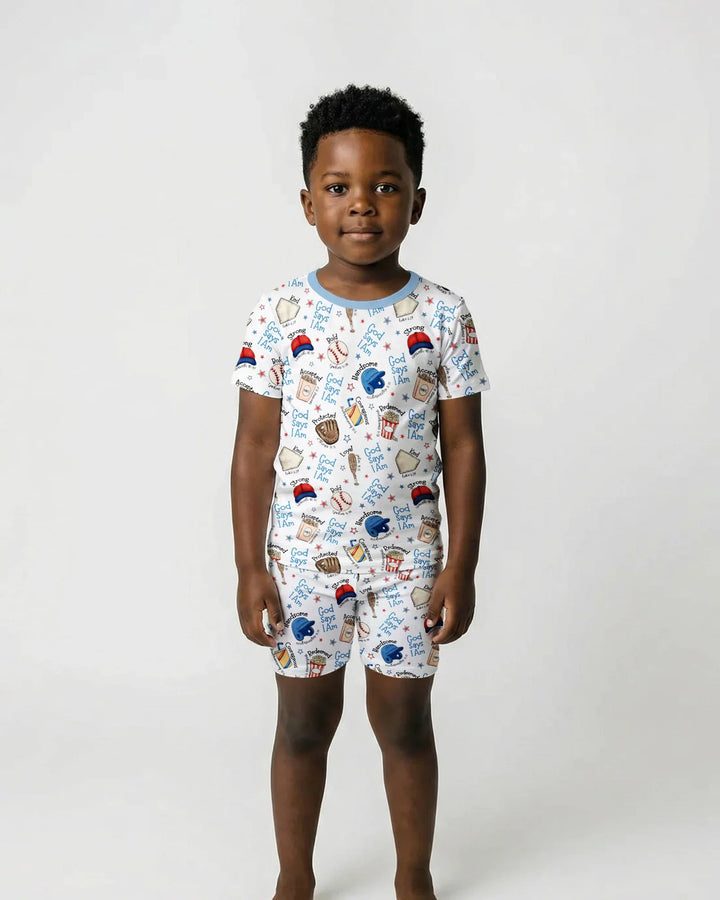 Template Zweiteiliges Pyjama-Set mit kurzen Ärmeln und Shorts