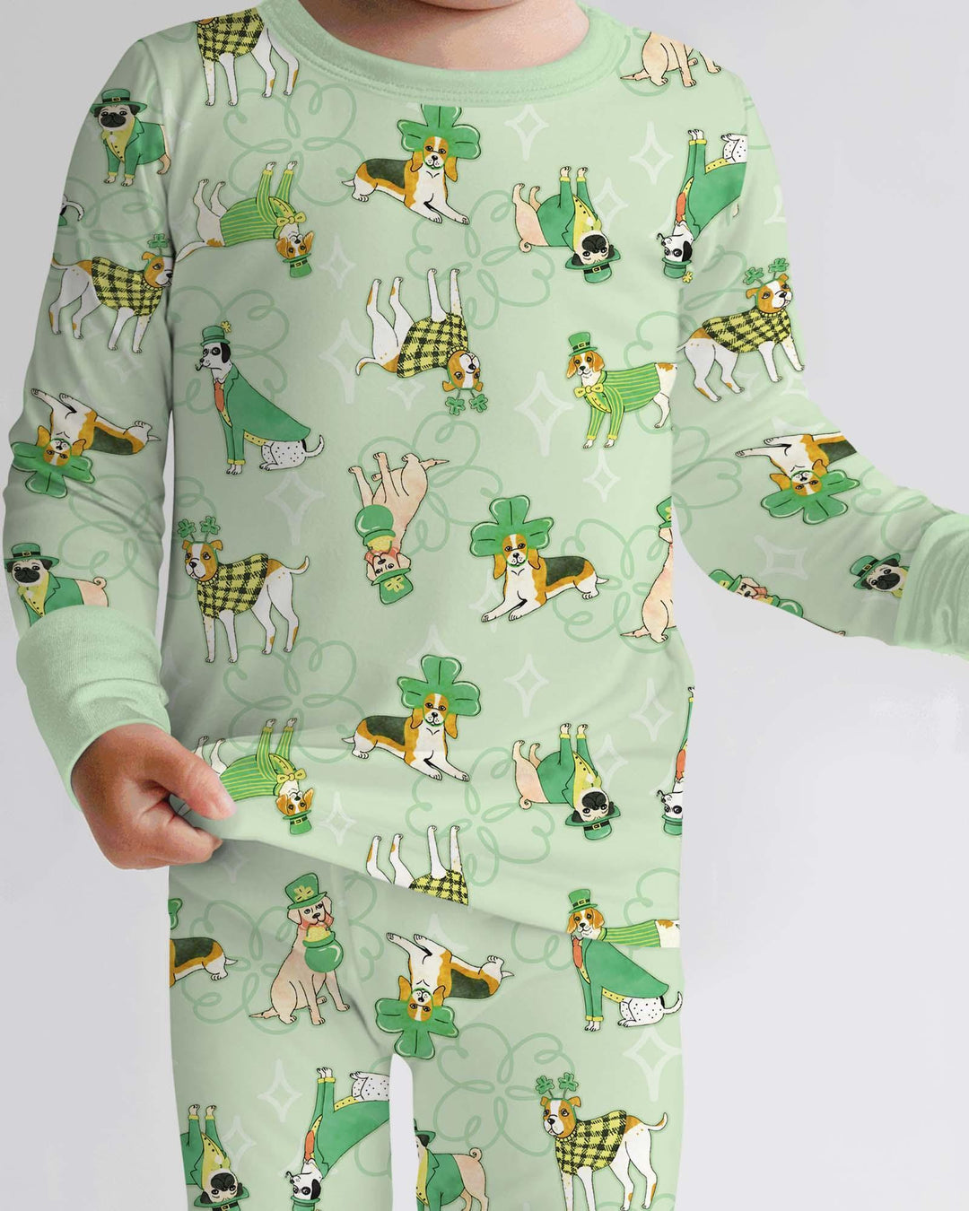 St. Patrick's Day Puppies Bamboo Two Piece Long Sleeve Pajama Set