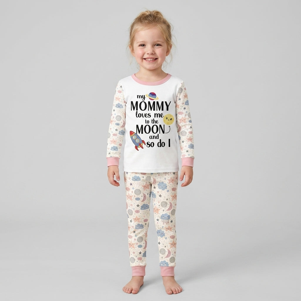 My Mommy Loves Me To The Moon And So Do I Bamboo Two Piece Long Sleeve Pajama Set