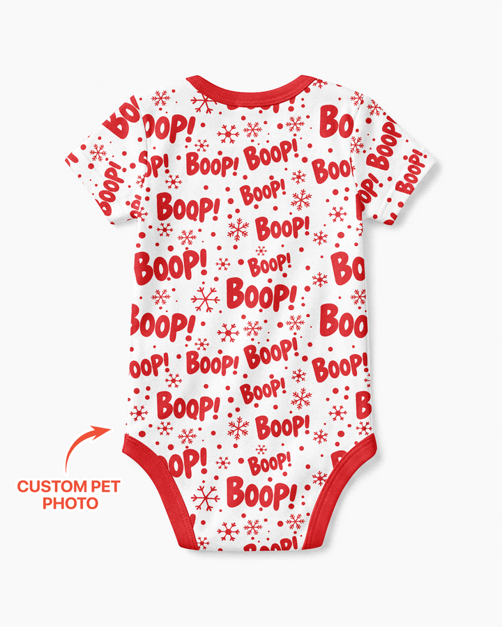 Custom Pet Photo Funny Christmas Boop Bamboo Bodysuit