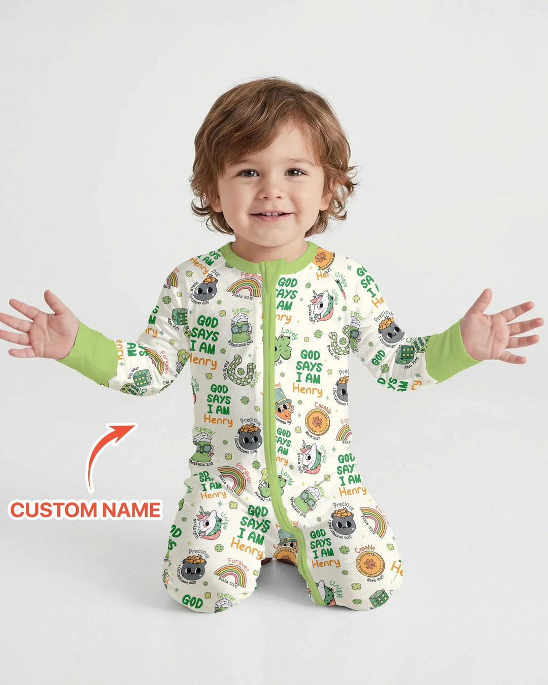 Personalized God Says I Am St. Patrick's Day Family Matching Bamboo Convertible Zippy