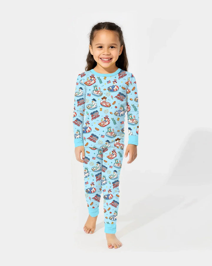 Zweiteiliges Langarm-Pyjama-Set mit Sommerfrüchten