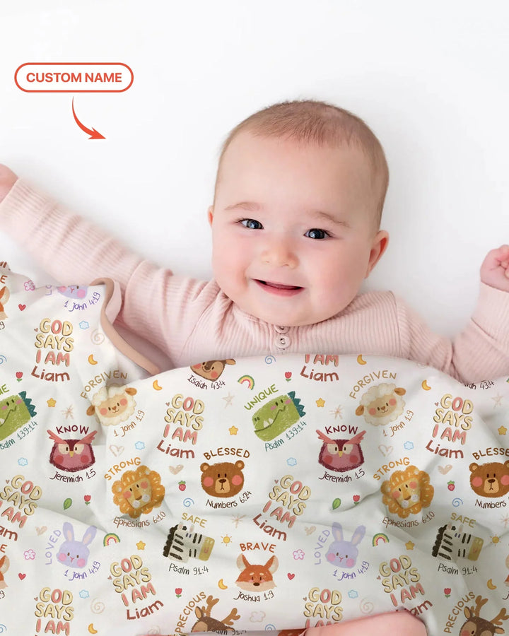 God Says I Am — Little Flock Custom Name Blanket