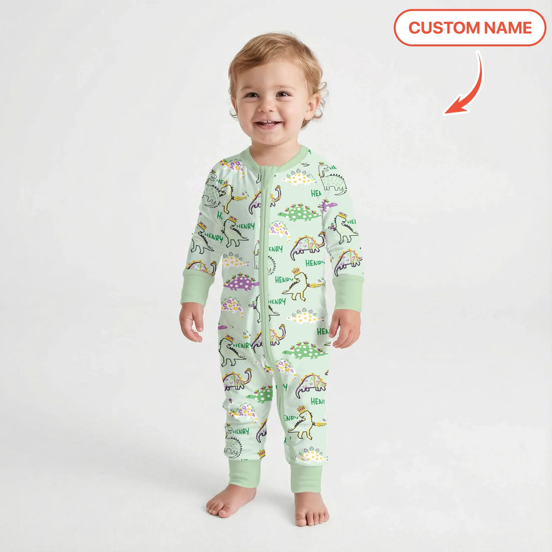 Custom Name Mardi Gras Saurus Bamboo Convertible Zippy