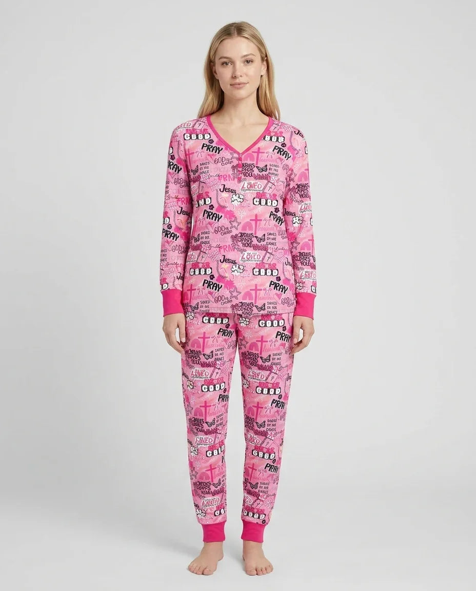 Pink Faith & Grace  Bamboo Women Pajama Set