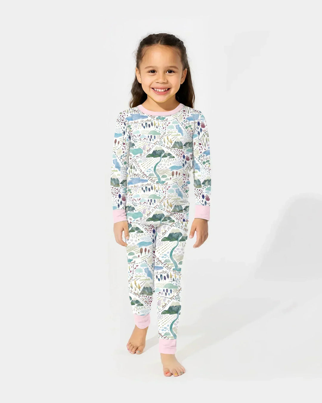 Whimsical Psalms 23 Map Bamboo Two Piece Long Sleeve Pajama Set