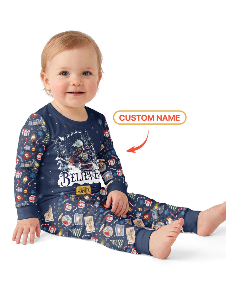 Believe Train Bamboo Two Piece Long Sleeve Pajama Set