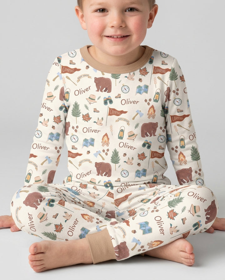 Custom Name Adventure Outdoors Bamboo Two Piece Long Sleeve Pajama Set