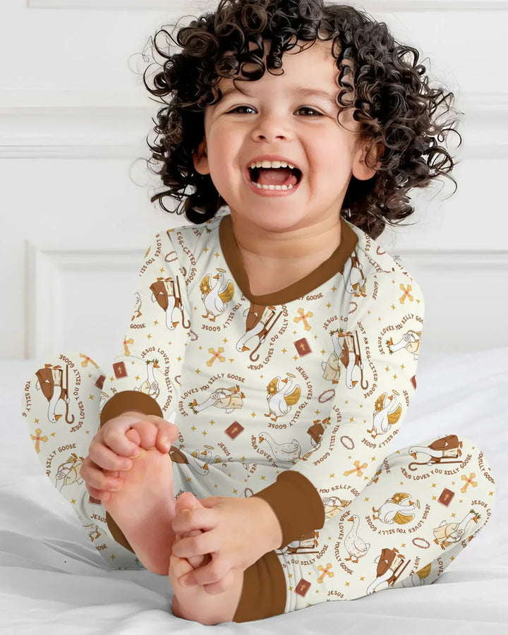 Zweiteiliges Langarm-Pyjama-Set mit Sommerfrüchten