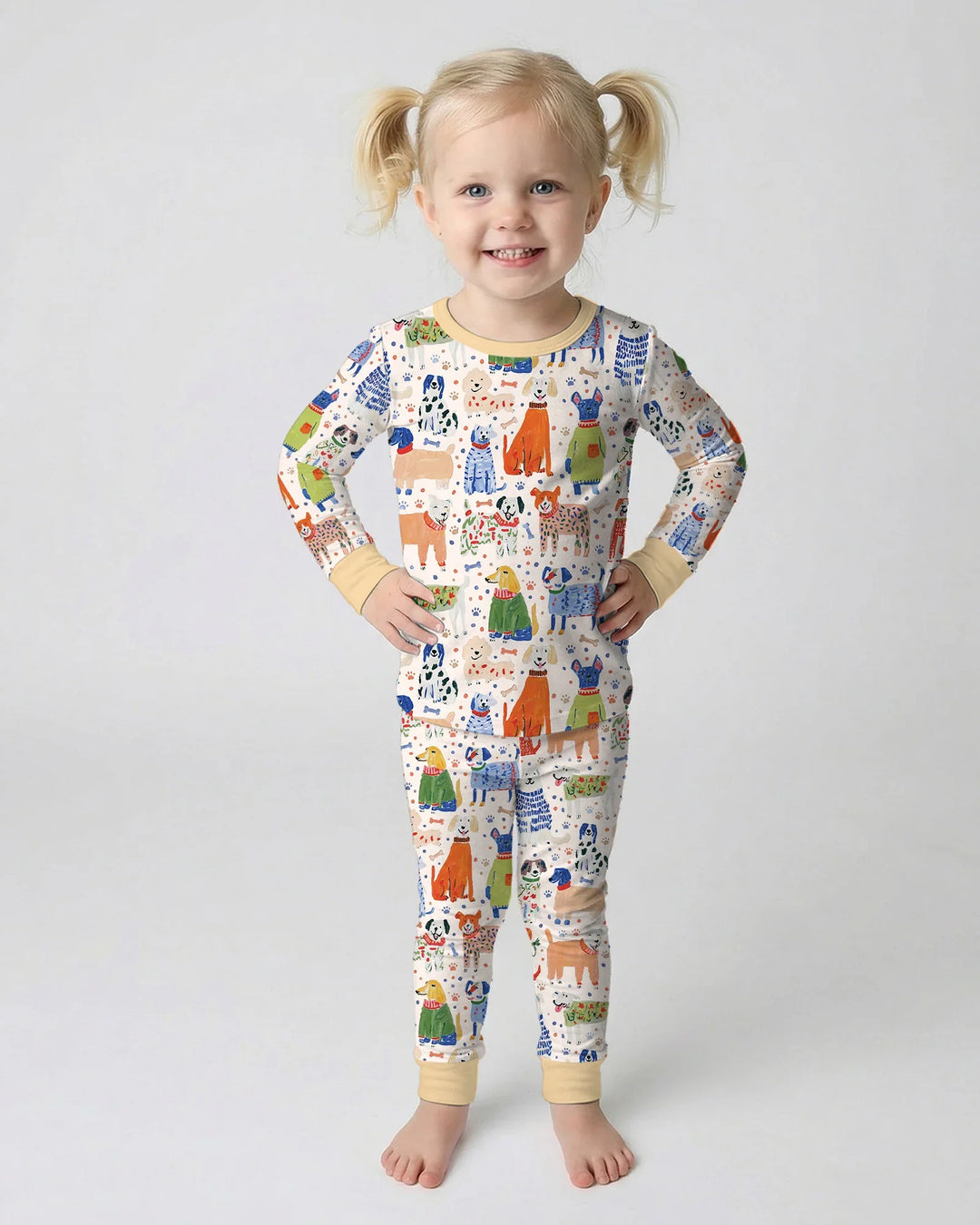Whimsical Puppy Bamboo Two Piece Long Sleeve Pajama Set