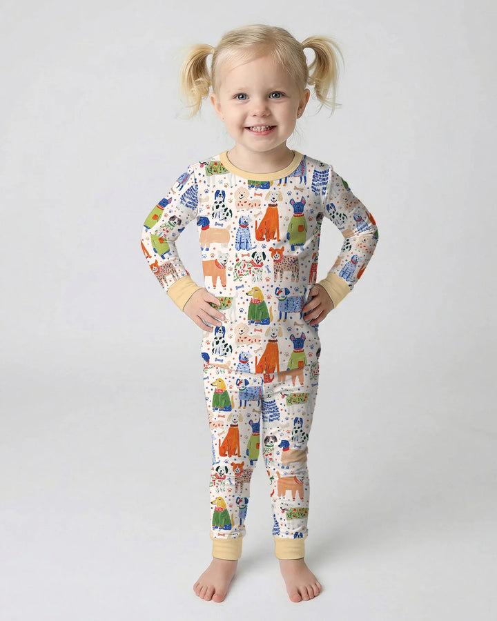 Whimsical Puppy Bamboo Two Piece Long Sleeve Pajama Set