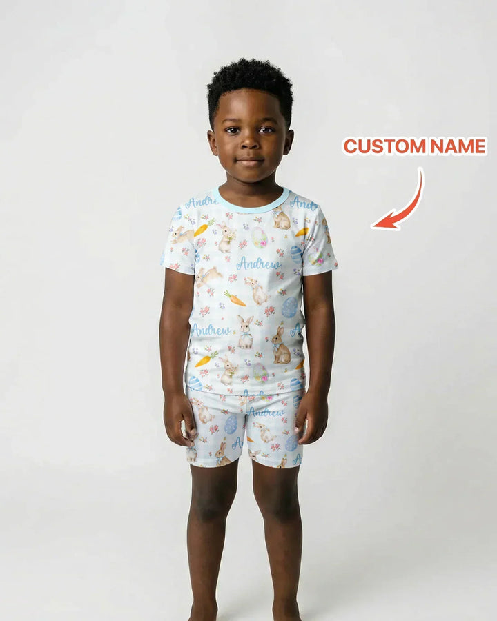 Zweiteiliges Pyjama-Set mit kurzen Ärmeln und Shorts im Sommer-Design