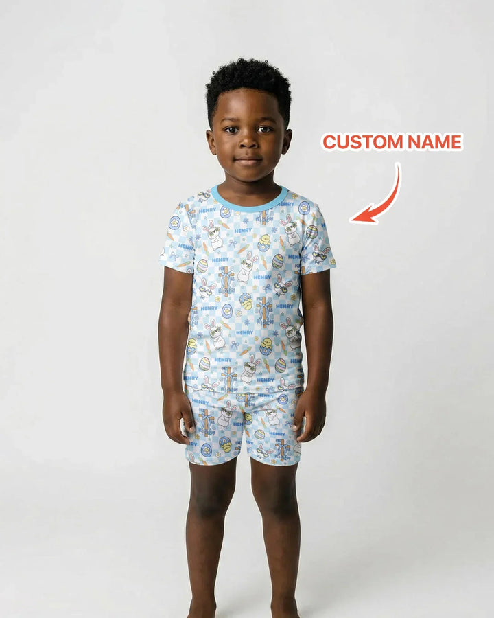 Zweiteiliges Pyjama-Set mit kurzen Ärmeln und Shorts im Sommer-Design