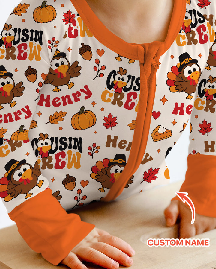 Personalized Cousin Crew Thanksgiving Bamboo Convertible Zippy