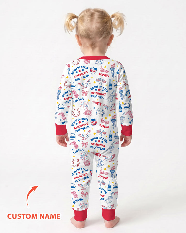 Born in 2026 America’s 250th Year Custom Name Bamboo Convertible Zippy