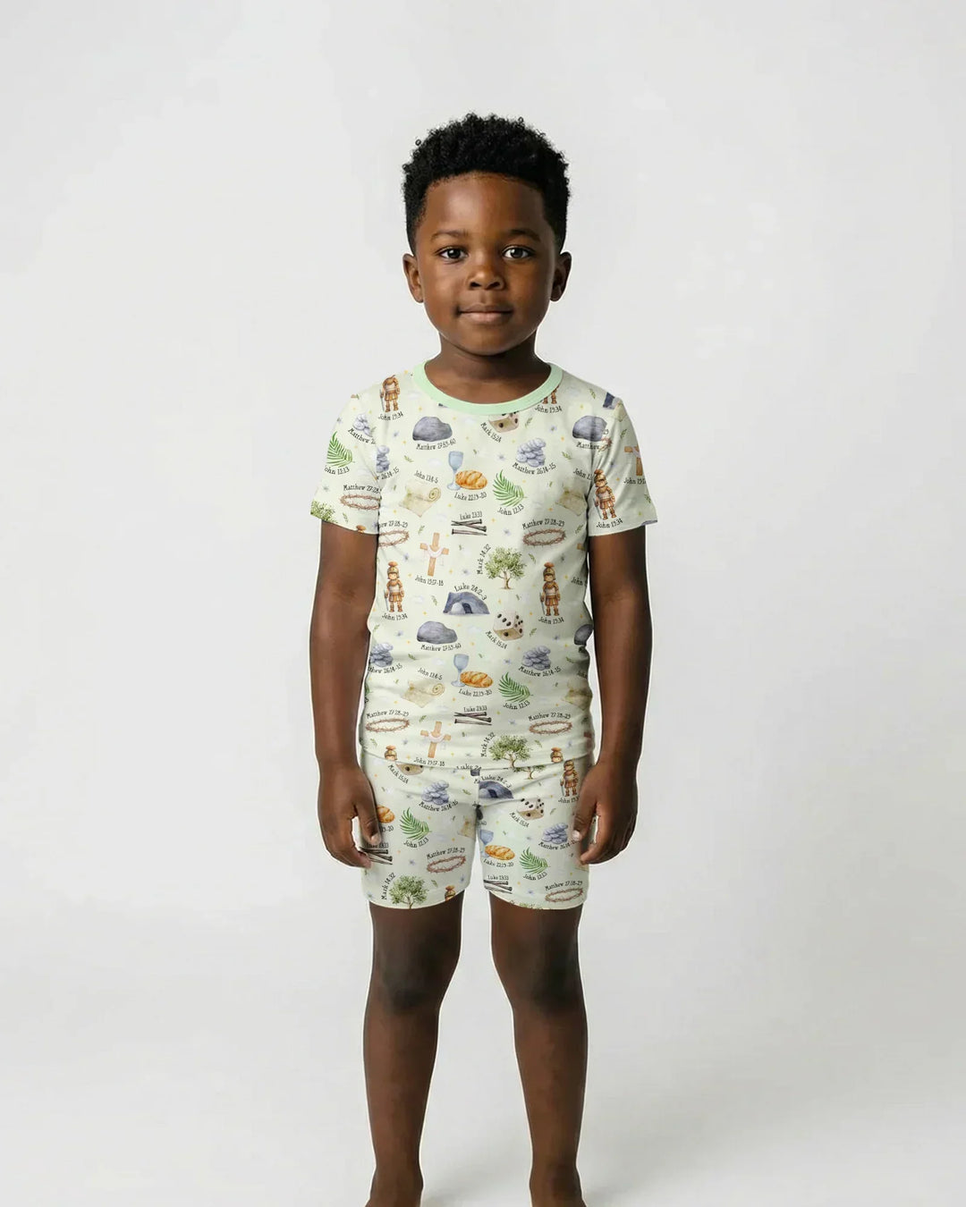 He Is Risen Family Matching Bamboo Two Piece Short Sleeve Shorts Pajama Set