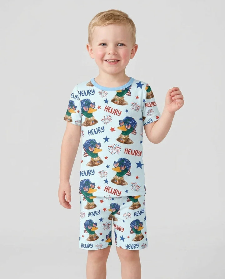 Schlafanzug-Set zweiteilig, kurze Ärmel, kurze Hose, Bambus