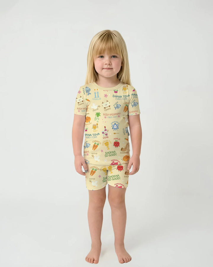 Schlafanzug-Set zweiteilig, kurze Ärmel, kurze Hose, Bambus