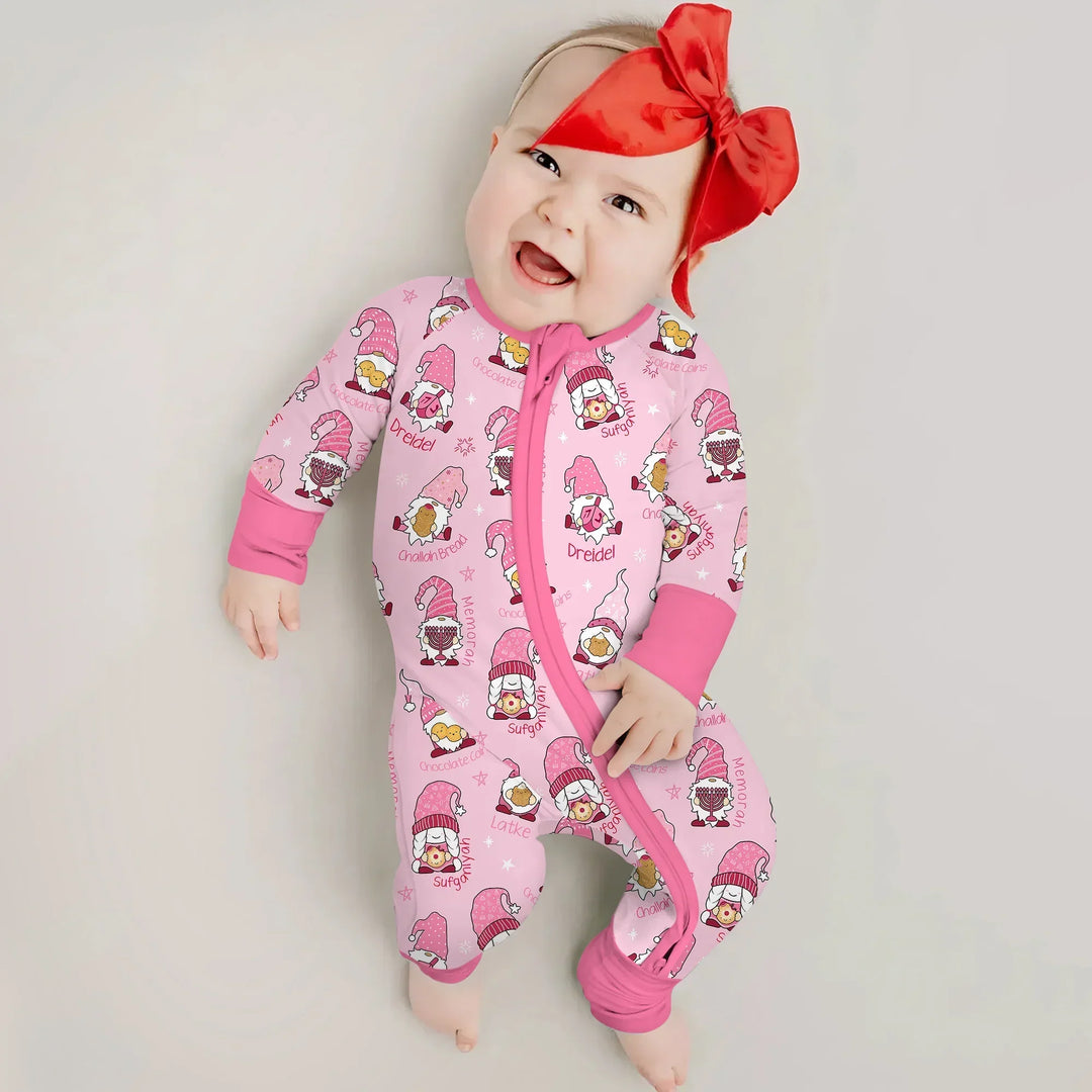 Happy Hanukkah Matching Family Convertible Zippy , Happy Hanukkah Matching Family Convertible Zippy - 0-3M / Girl