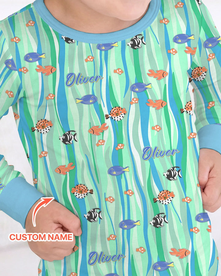 Zweiteiliges Langarm-Pyjama-Set mit Sommerfrüchten