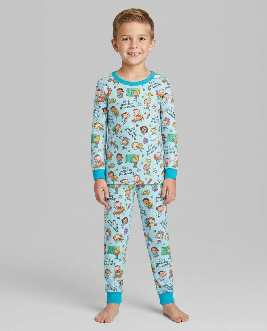 Zweiteiliges Langarm-Pyjama-Set mit Sommerfrüchten