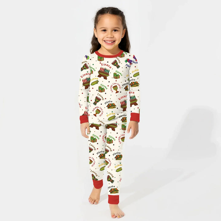 Zweiteiliges Langarm-Pyjama-Set mit Sommerfrüchten